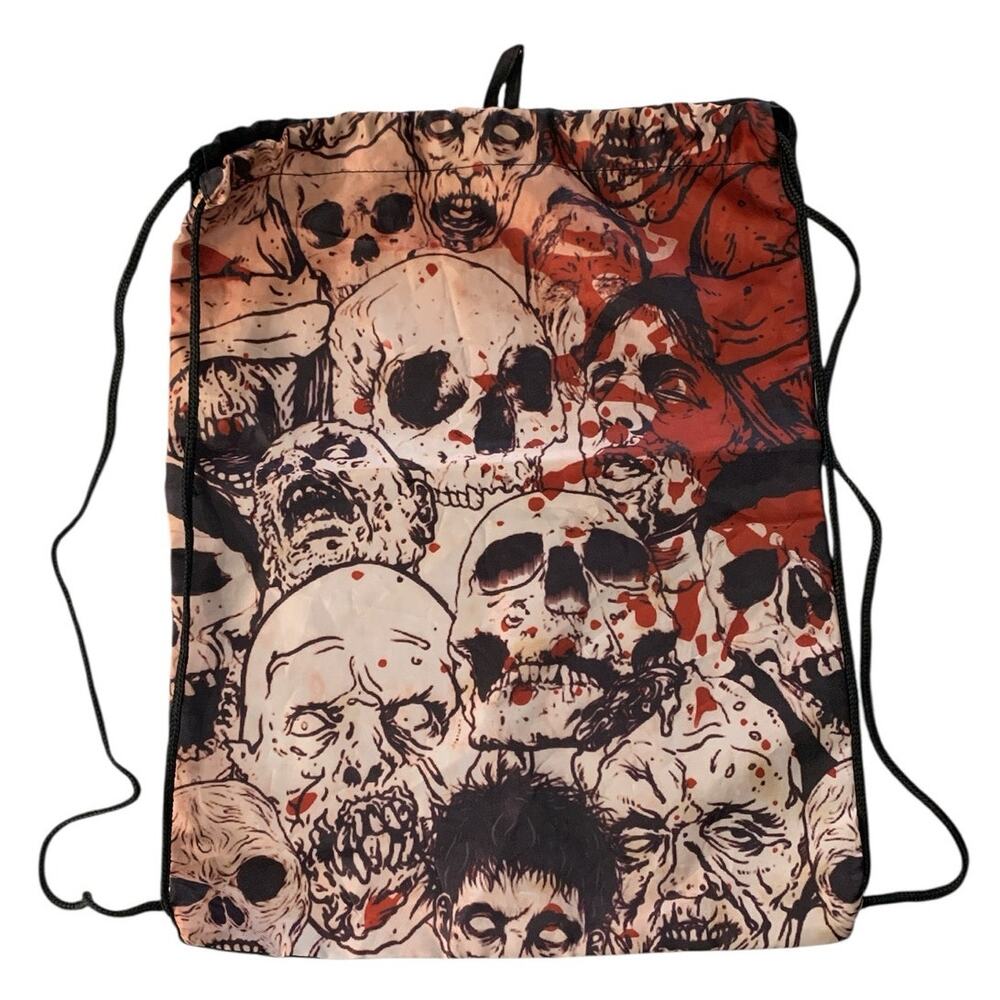 Drawstring Cinch Bag Backpack Zombie Skull Graphic Halloween Trick or Treat